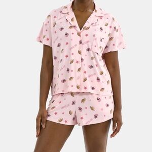 NWT Pink Football Print Women's Pajama Set